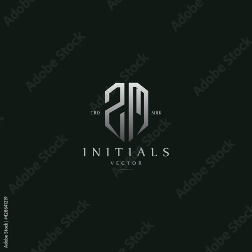 classy ZM vintage metal monogram logo. elegant silver initials icon premium vector design template