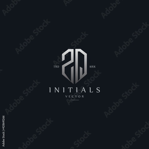 classy ZQ vintage metal monogram logo. elegant silver initials icon premium vector design template