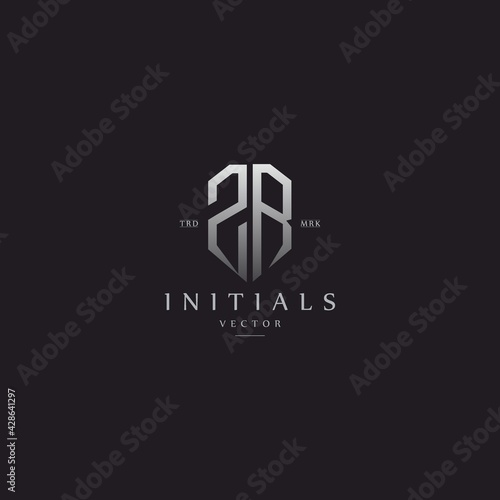 classy ZR vintage metal monogram logo. elegant silver initials icon premium vector design template