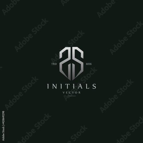 classy ZS vintage metal monogram logo. elegant silver initials icon premium vector design template