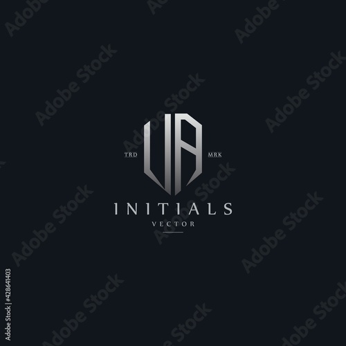 classy VA vintage metal monogram logo. elegant silver initials icon premium vector design template