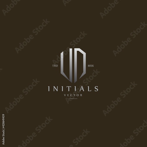 classy VD vintage metal monogram logo. elegant silver initials icon premium vector design template