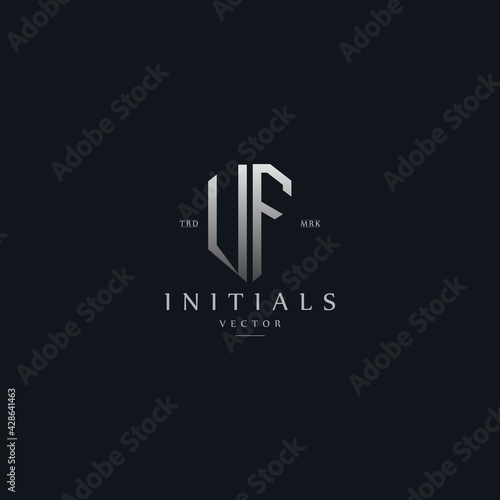 classy VF vintage metal monogram logo. elegant silver initials icon premium vector design template