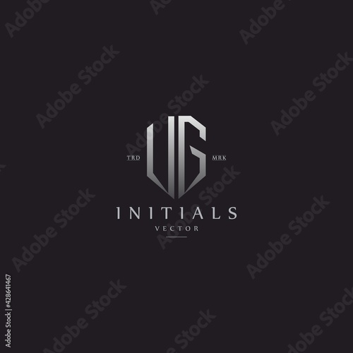 classy VG vintage metal monogram logo. elegant silver initials icon premium vector design template