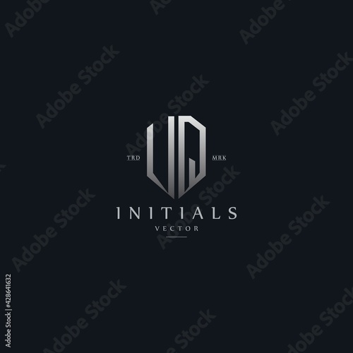 classy VQ vintage metal monogram logo. elegant silver initials icon premium vector design template