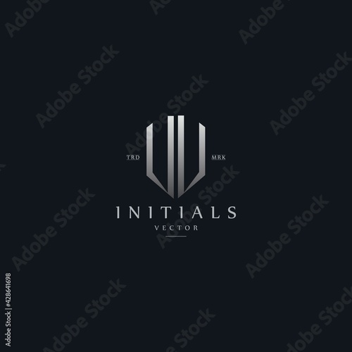 classy VV vintage metal monogram logo. elegant silver initials icon premium vector design template
