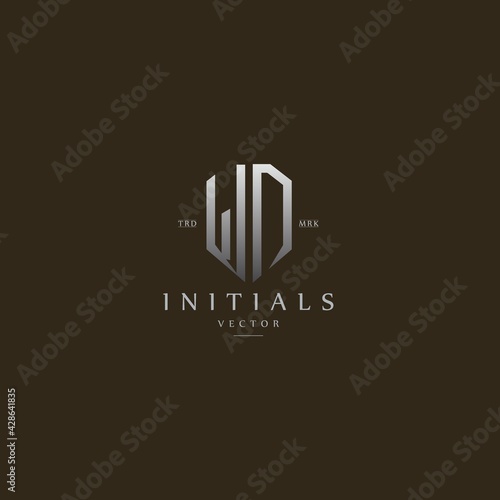 classy WD vintage metal monogram logo. elegant silver initials icon premium vector design template