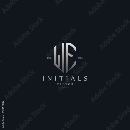 classy WE vintage metal monogram logo. elegant silver initials icon premium vector design template
