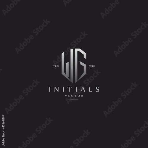 classy WG vintage metal monogram logo. elegant silver initials icon premium vector design template