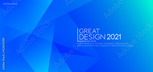 Modern blue corporate background with triangles gradient geometric shapes. Abstract banner design template for concept of business and technology. Vector