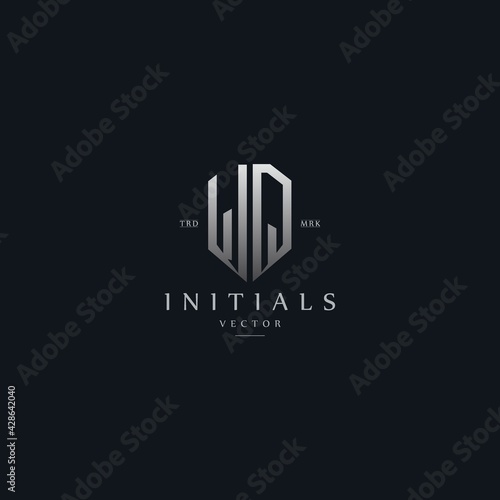 classy WQ vintage metal monogram logo. elegant silver initials icon premium vector design template