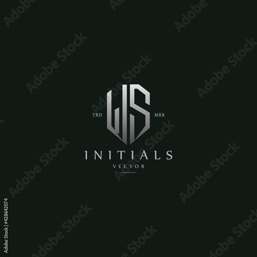 classy WS vintage metal monogram logo. elegant silver initials icon premium vector design template