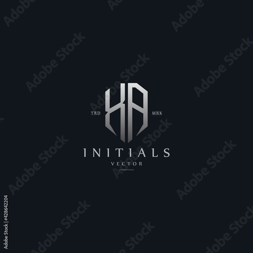 classy XA vintage metal monogram logo. elegant silver initials icon premium vector design template