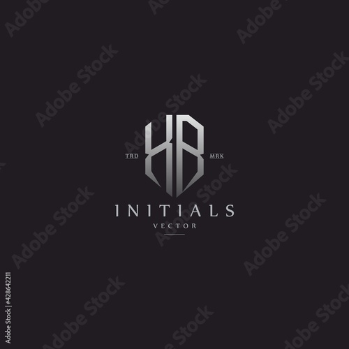 classy XB vintage metal monogram logo. elegant silver initials icon premium vector design template