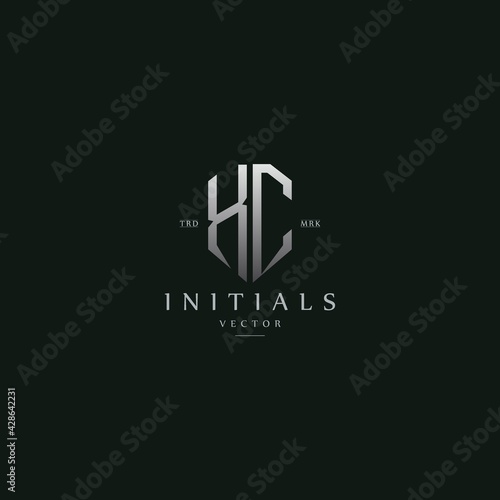 classy XC vintage metal monogram logo. elegant silver initials icon premium vector design template
