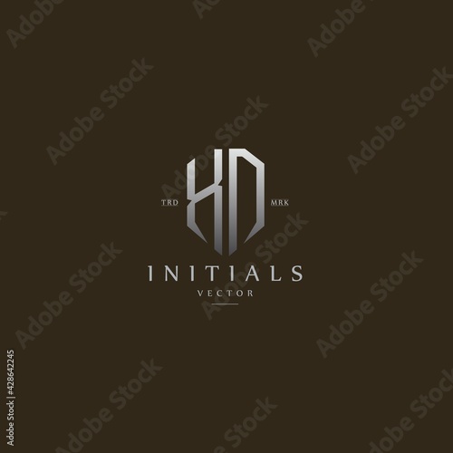 classy XD vintage metal monogram logo. elegant silver initials icon premium vector design template