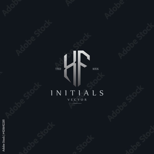 classy XF vintage metal monogram logo. elegant silver initials icon premium vector design template