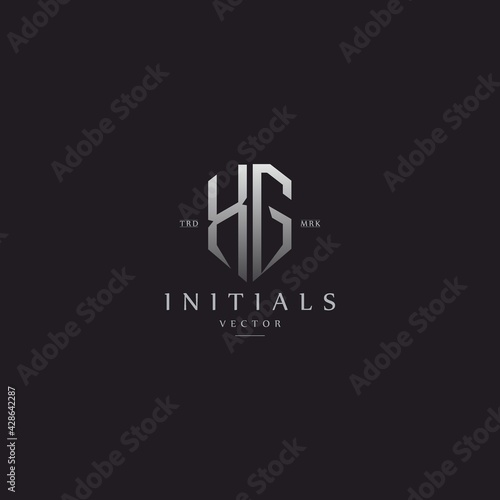 classy XG vintage metal monogram logo. elegant silver initials icon premium vector design template