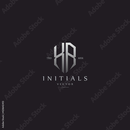 classy XR vintage metal monogram logo. elegant silver initials icon premium vector design template
