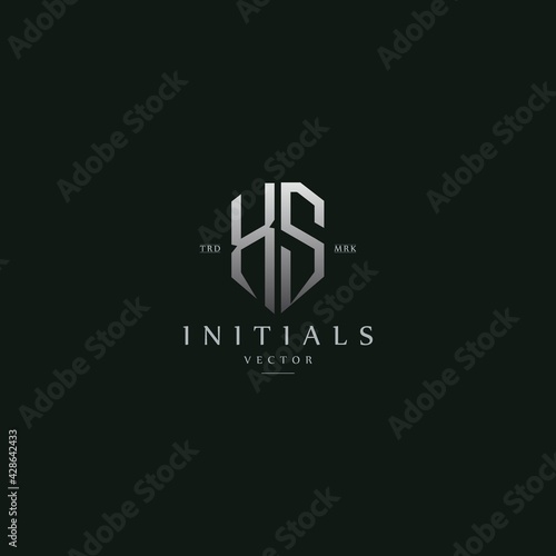 classy XS vintage metal monogram logo. elegant silver initials icon premium vector design template