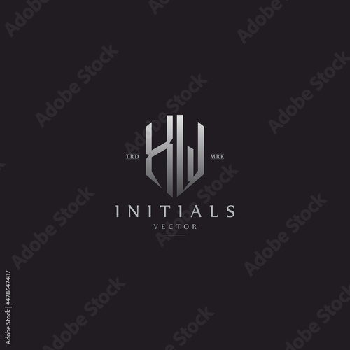 classy XW vintage metal monogram logo. elegant silver initials icon premium vector design template