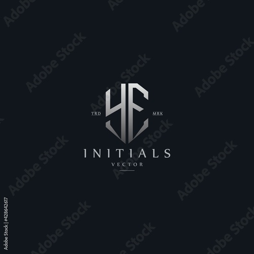 classy YE vintage metal monogram logo. elegant silver initials icon premium vector design template