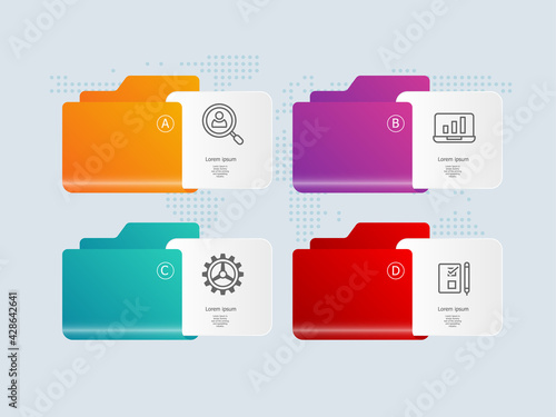 folder infographic presentation element tamplate with business icons