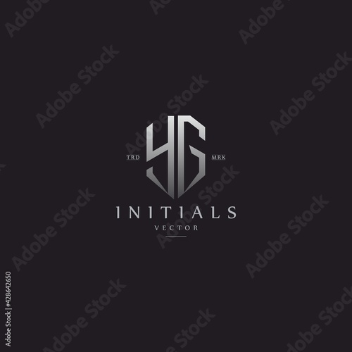 classy YG vintage metal monogram logo. elegant silver initials icon premium vector design template