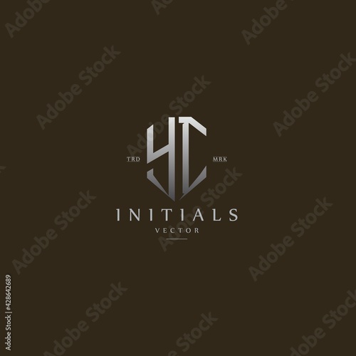 classy YI vintage metal monogram logo. elegant silver initials icon premium vector design template