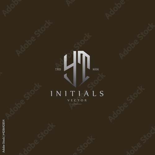 classy YT vintage metal monogram logo. elegant silver initials icon premium vector design template
