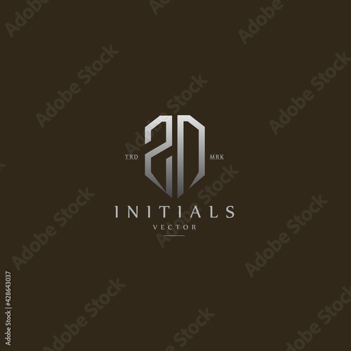 classy ZD vintage metal monogram logo. elegant silver initials icon premium vector design template
