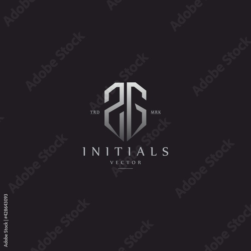 classy ZG vintage metal monogram logo. elegant silver initials icon premium vector design template