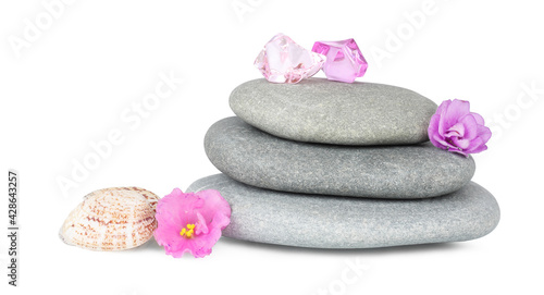 Sea stones  flower  Spa  isolated on white background