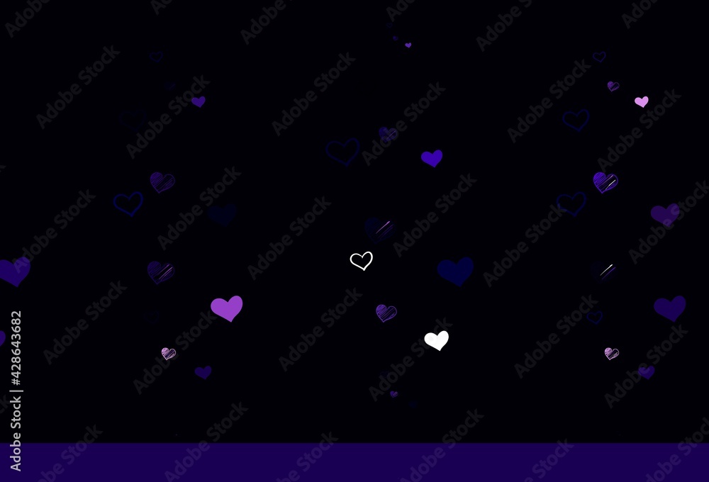 Light Purple, Pink vector backdrop with sweet hearts. Light Purple, Pink vector backdrop with sweet hearts.