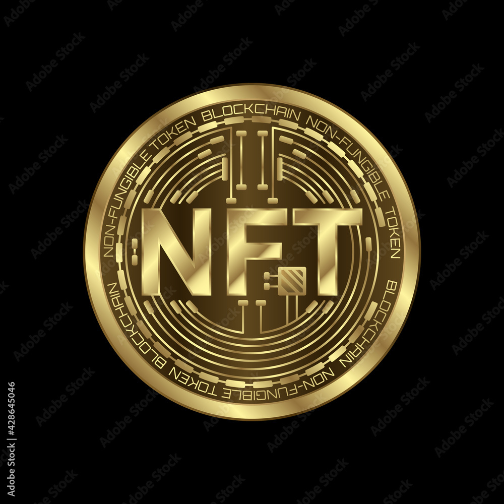 NFT non-fungible tokens for art and collectables, blockchain technology to create unique digital items - obrazy, fototapety, plakaty 
