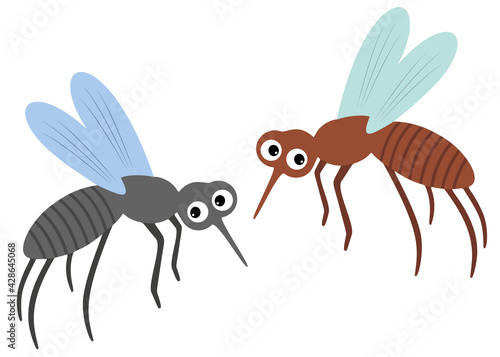 The mosquitoes in the set are funny. Vector image.