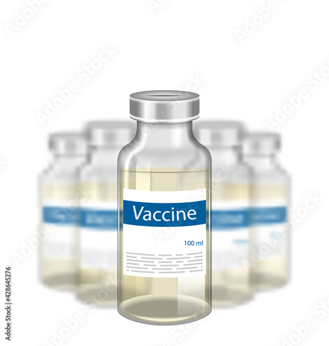Ampoules, Ampules, Medical Glass Bottles. Photo Realistic on White Background