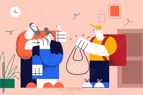 Fresh food delivery for elderly aged people concept