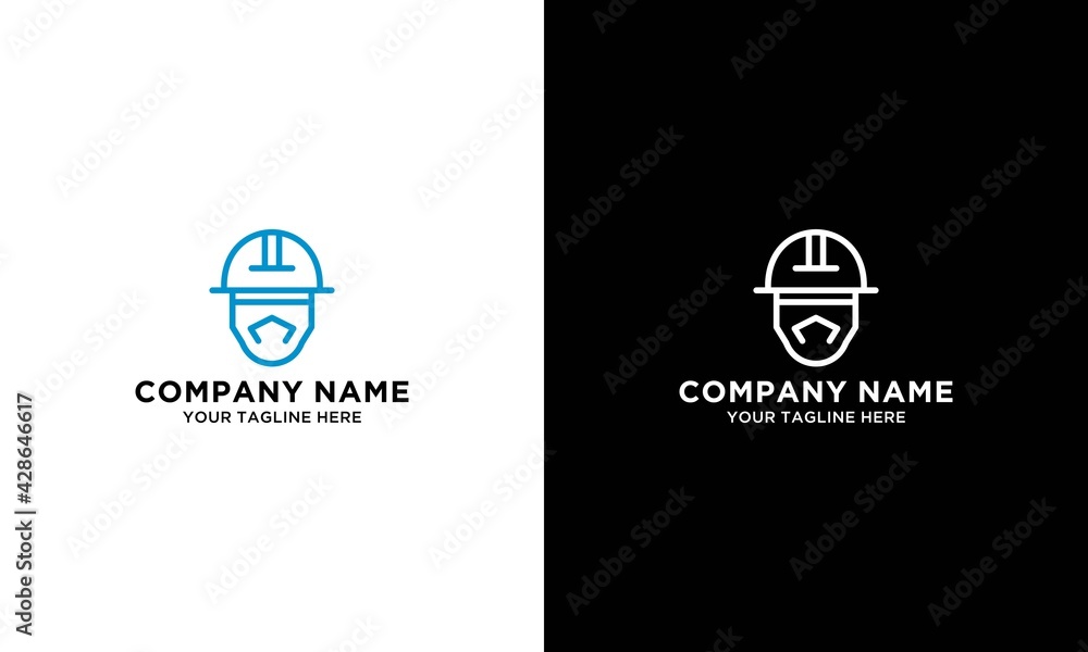 Helmet Construction with hat and head logo of person Vector icon Design, helm logo gear vector Helmet Construction with hat and head logo of person Vector icon Design, helm logo gear vector