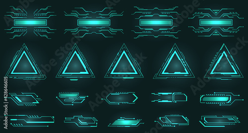 Futuristic Illuminated Design Elements - Frames, Triangles, Line Shapes