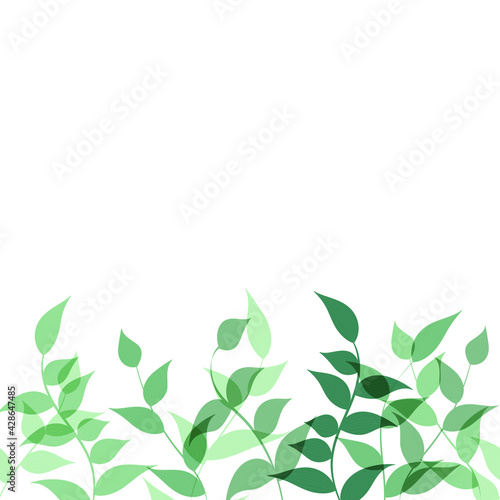 Elegant green floral seamless bordure with tree branches. Vector organic background. © Pular