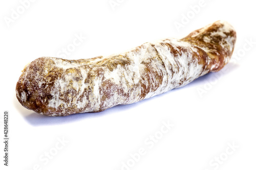 hard sausage salami isolated on white background