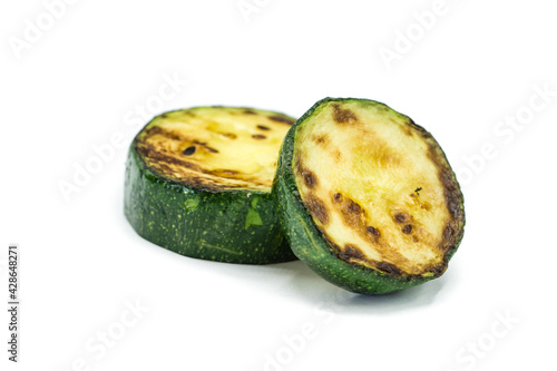 Grilled zucchini isolated on white background