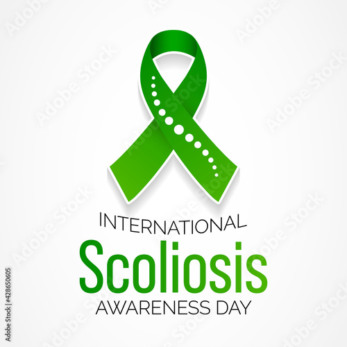 Scoliosis awareness day is observed every year in June, it is an abnormal lateral curvature of the spine. It is most often diagnosed in childhood or early adolescence. Vector illustration.