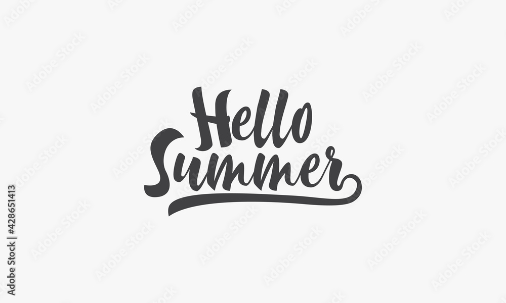 hello summer text design vector on white background.