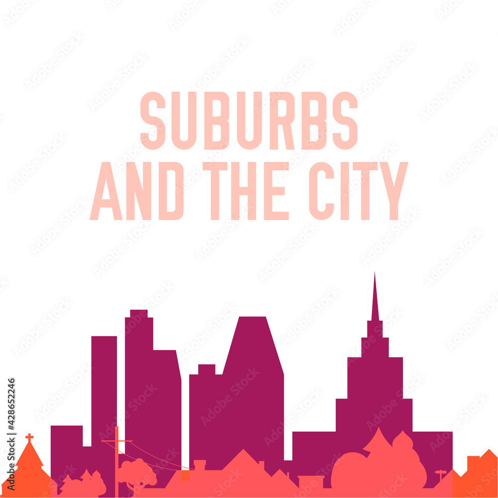 Big city and suburbs background. Vector illustration