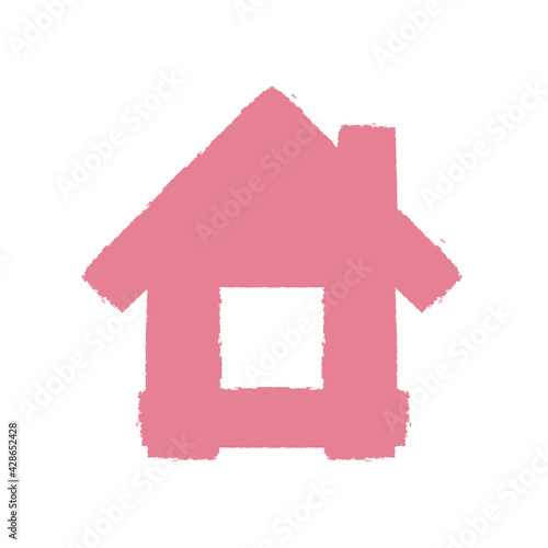 Brush pink house. Hand drawing home icon. Vector illustration