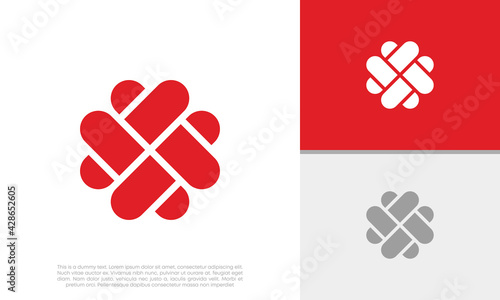Heart vector symbol. Valentines day ribbon logotype. 
