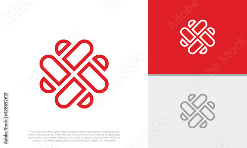 Heart vector symbol. Valentines day ribbon logotype. 