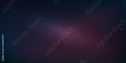 Realistic galaxy sky  Starry nights with bright shiny stars  Shining stars in the dark sky. Vector illustration.